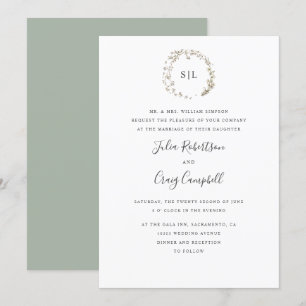 Lovely BellFlowers formal monogram wedding Invitation