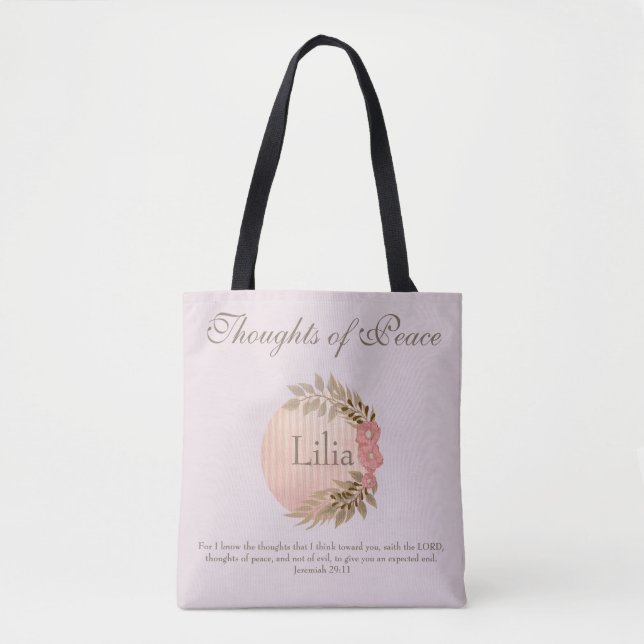 Lovely Bible Verse on Peace Tote Bag (Front)