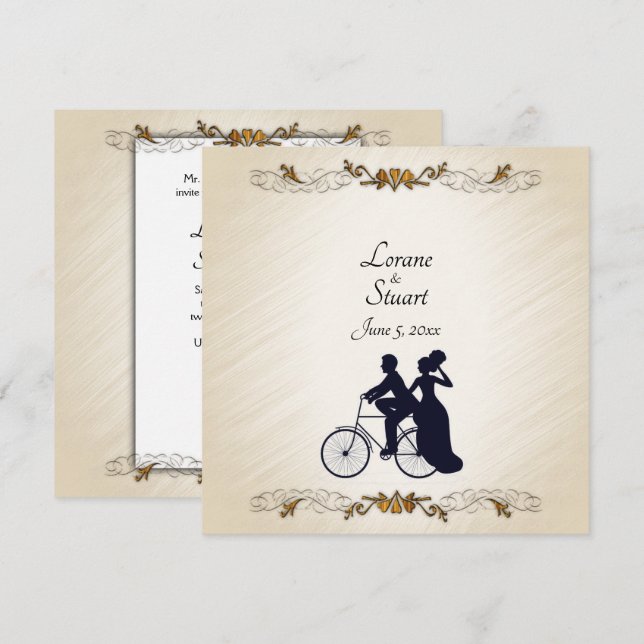 Lovely Bicycle Wedding Theme  Invitation (Front/Back)