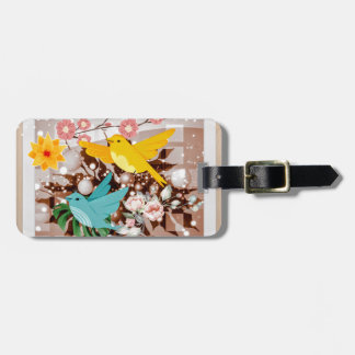Lovely birds and flowers AI art Luggage Tag