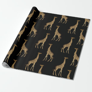 Lovely Black and Gold Giraffe Design Wrapping Paper