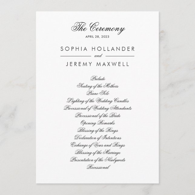 Lovely Black and White Flat Program Programme (Front)