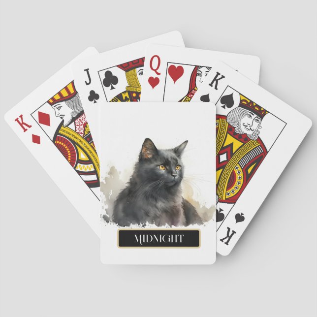 Lovely Black Cat Personalise Playing Cards (Back)