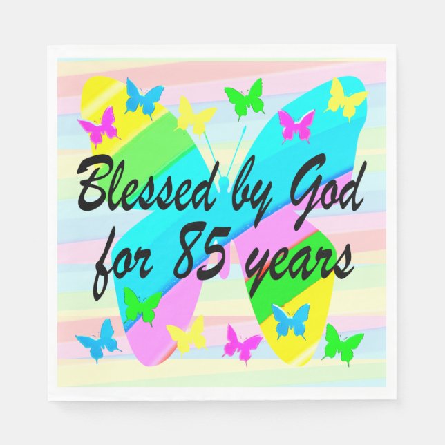 LOVELY BLESSED BY GOD 85TH BIRTHDAY NAPKINS (Front)
