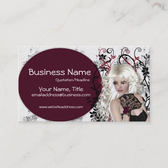 Lovely Blonde Lady  - Fantasy Business Cards (Front)