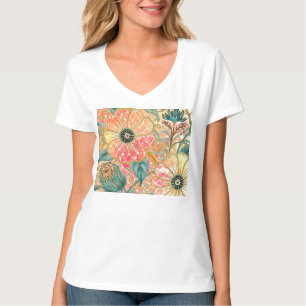 Lovely Blooming Flowers with Colorful Design T-Shirt