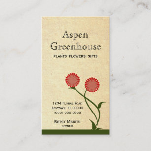 Lovely Blooms Business Card, Red Card