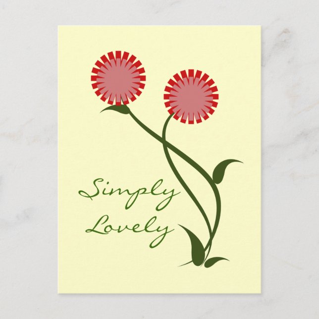 Lovely Blooms Postcard, Red Postcard (Front)