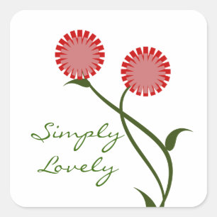 Lovely Blooms Square Stickers, Red Sticker