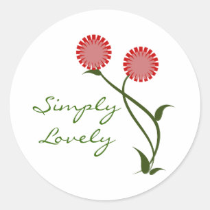Lovely Blooms Stickers, Red Classic Round Sticker