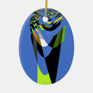 Lovely Blue African Tribal Motif Pattern Art Print Ceramic Tree Decoration