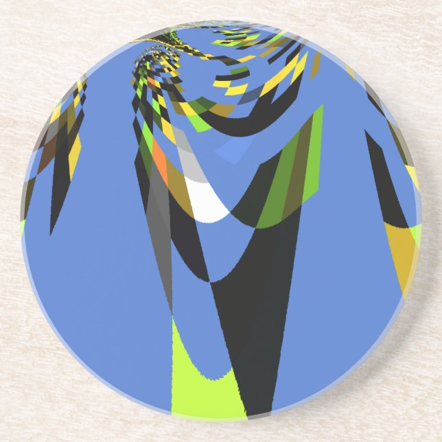 Lovely Blue African Tribal Motif Pattern Art Print Coaster (Front)