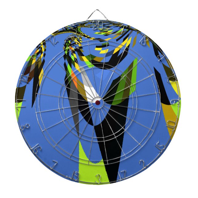 Lovely Blue African Tribal Motif Pattern Art Print Dartboard (Front)