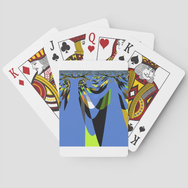 Lovely Blue African Tribal Motif Pattern Art Print Playing Cards (Back)