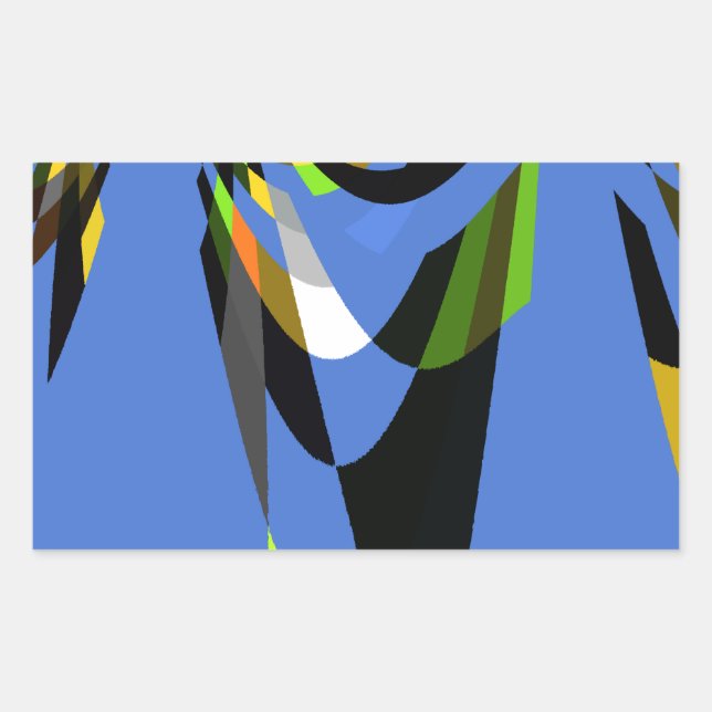 Lovely Blue African Tribal Motif Pattern Art Print Rectangular Sticker (Front)