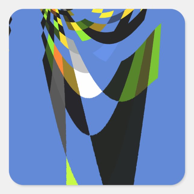 Lovely Blue African Tribal Motif Pattern Art Print Square Sticker (Front)