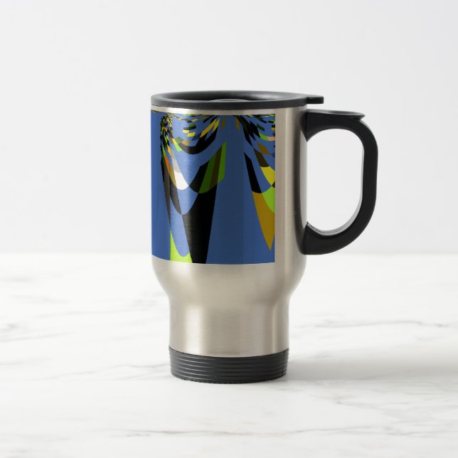 Lovely Blue African Tribal Motif Pattern Art Print Travel Mug (Right)