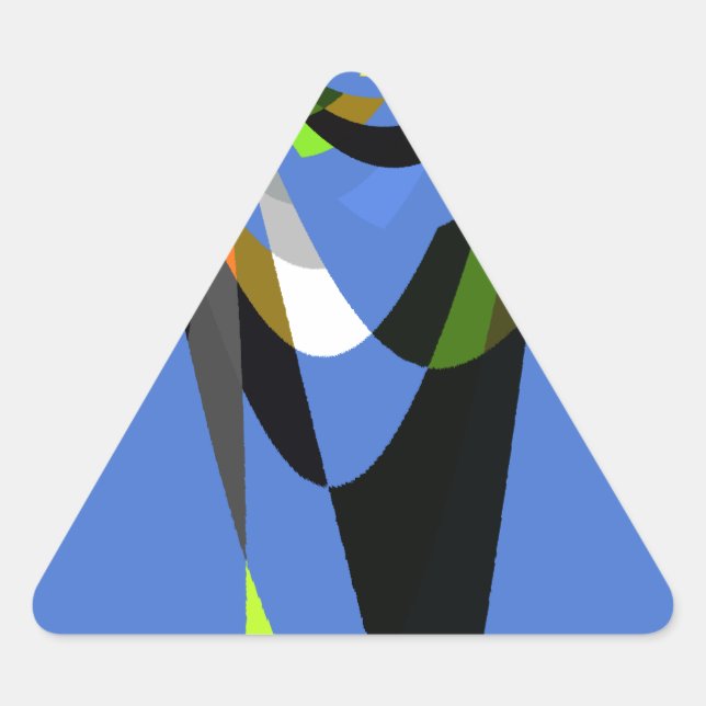 Lovely Blue African Tribal Motif Pattern Art Print Triangle Sticker (Front)