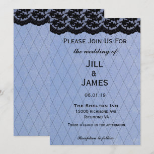 Lovely Blue and Black Lace Wedding Invitation