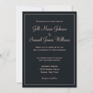 Lovely Blue and Dusty Rose Wedding  Invitation