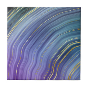 Lovely Blue and gold Geode Style Ceramic Tile