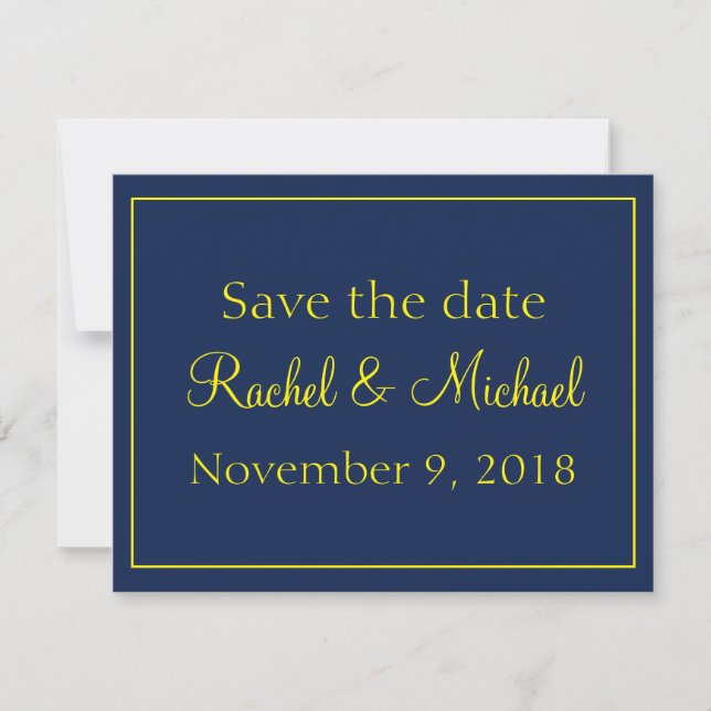 Lovely Blue and Gold Save the Date (Front)
