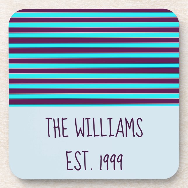Lovely Blue and Purple Stripes Coaster (Front)