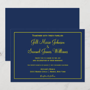 Lovely Blue and Yellow Wedding Invitation