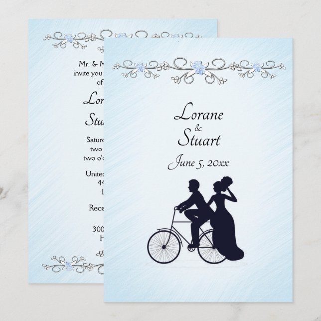 Lovely Blue Bicycle Theme Wedding Invitation (Front/Back)