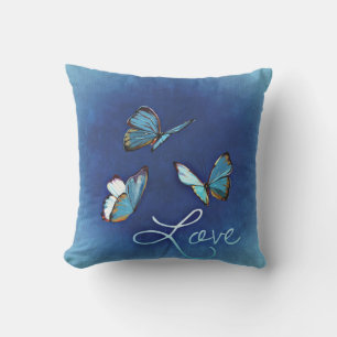lovely Blue Butterflies Valentine's Day Pillow