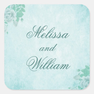 Lovely blue floral square sticker