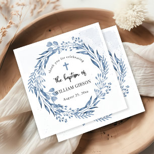 Lovely Blue Florals Baptism Napkin