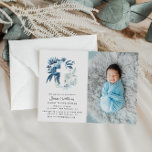 lovely blue florals Baptism photo invitation<br><div class="desc">Celebrate your baby's baptism with this beautiful navy blue flowers design with a photo of your baby. The text and wording along with other features of this design can be personalised. The image can be replaced and edited.</div>