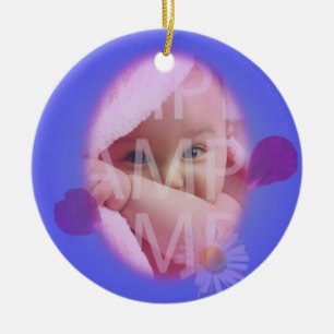 lovely blue flower petals photo frame baby birth ceramic tree decoration