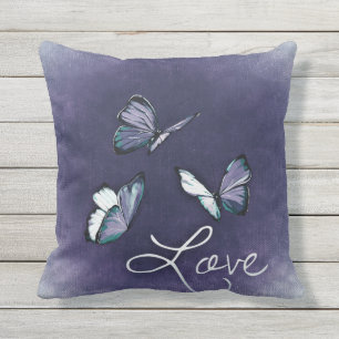 lovely Blue & Grey Butterfly Valentine Day Pillow