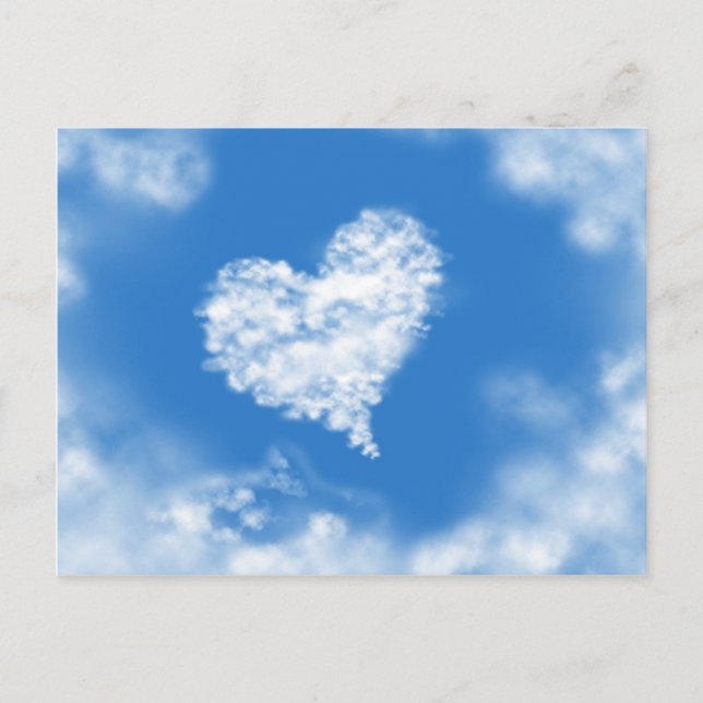 Lovely blue heaven heart shaped sky healing love postcard (Front)