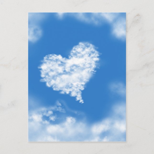 Lovely blue heaven heart shaped sky healing love postcard (Front)