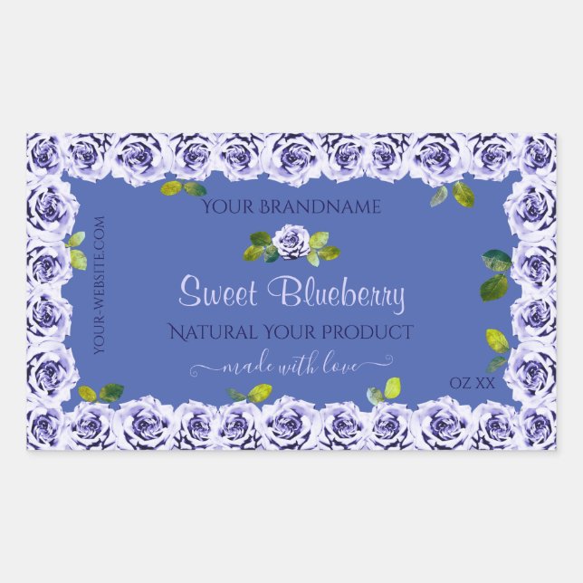 Lovely Blue Product Packaging Labels Cute Roses (Front)