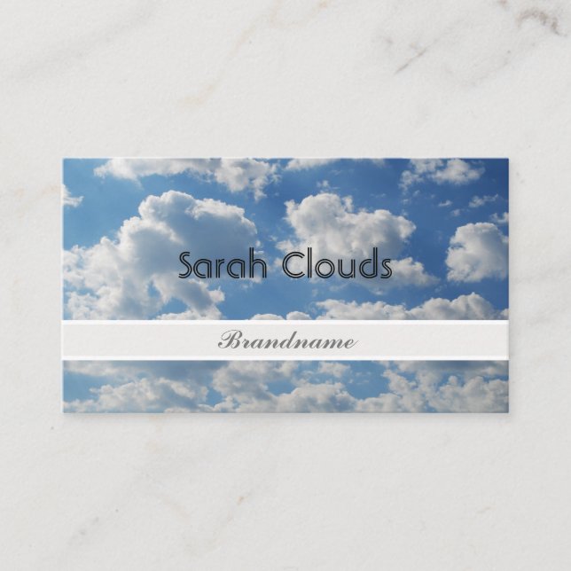 Lovely Blue Sky Clouds Trendy Spiritual Elegant Business Card (Front)