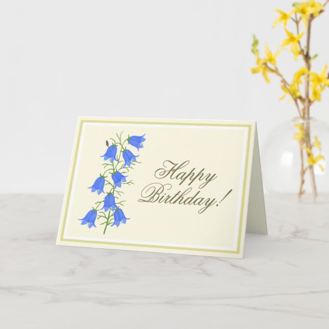 Lovely Bluebells Birthday Folded Greeting Card (Yellow Flower)