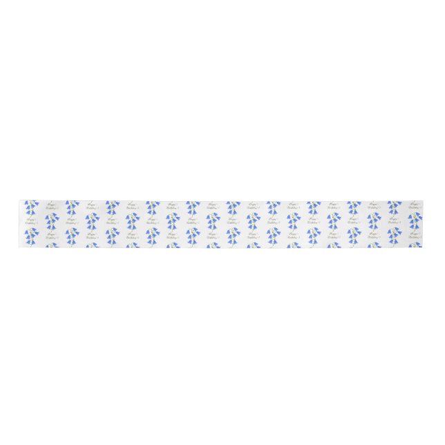 Lovely Bluebells White Satin Ribbon (Front)