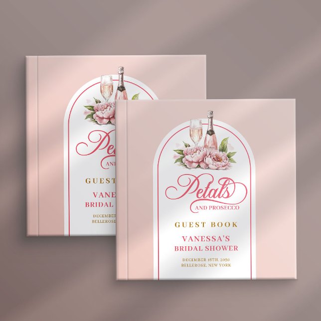 Lovely blush and gold petals prosecco guest book (Lovely blush and gold petals prosecco guest book)