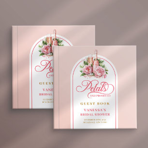 Lovely blush and gold petals prosecco guest book