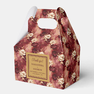 Lovely Blush Burgundy Gold Wedding Thank You Box