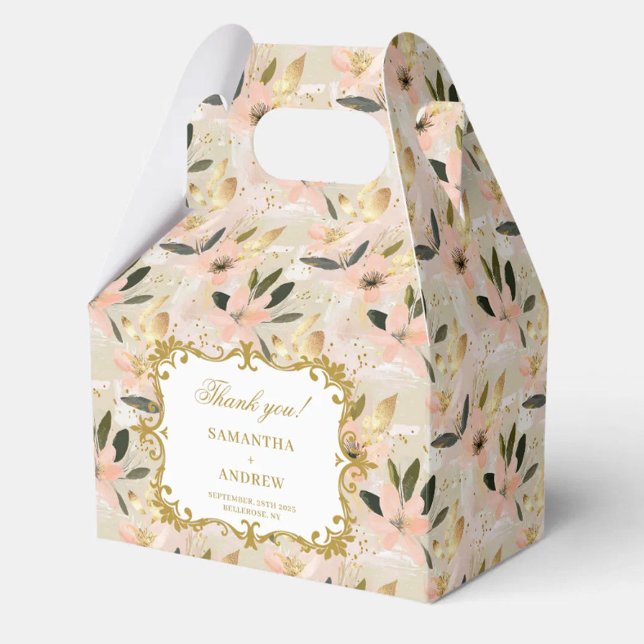 Lovely Blush Gold Boho Wedding Favour Box Keepsake (Lovely Blush Gold Boho Wedding Favor Box Keepsakes)