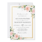 lovely blush pink floral wedding invitation