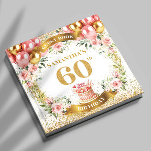 Lovely Boho 60th Birthday Guest Book Gold Details