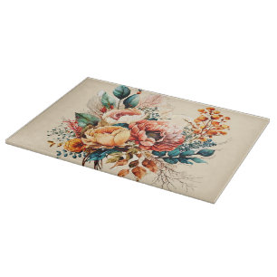 Lovely boho fall bouquet cutting board