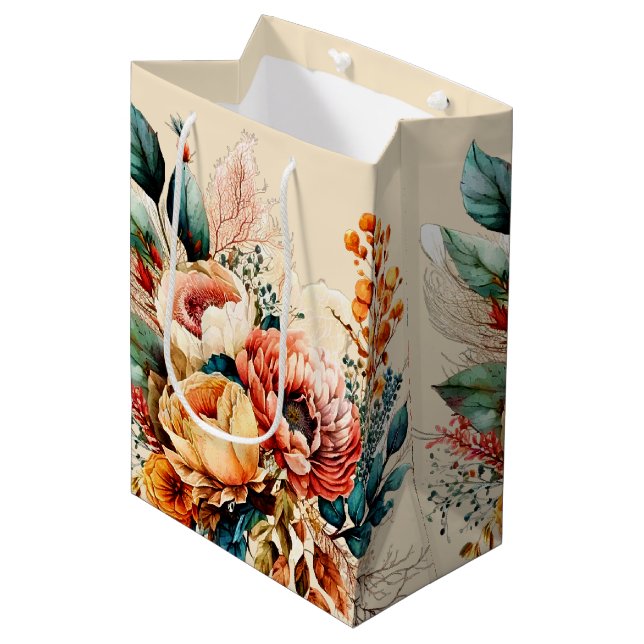 Lovely boho fall bouquet medium gift bag (Front Angled)