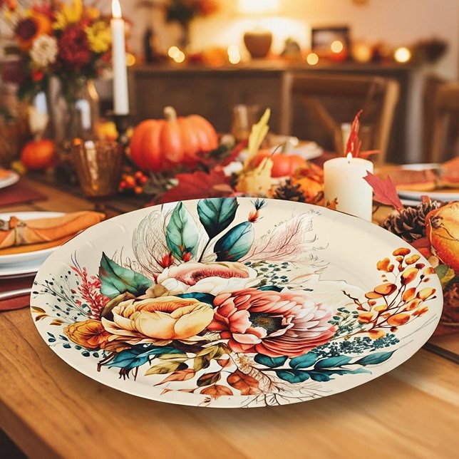 Lovely boho fall bouquet paper plate (Creator Uploaded)